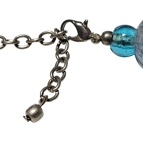 Retro Handmade Turquoise Blue Seed Beaded Chunky Rope Necklace Glass Accents - Picture 4 of 6